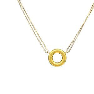 Madewell Gold Circle Pendant on silver tone chain Necklace